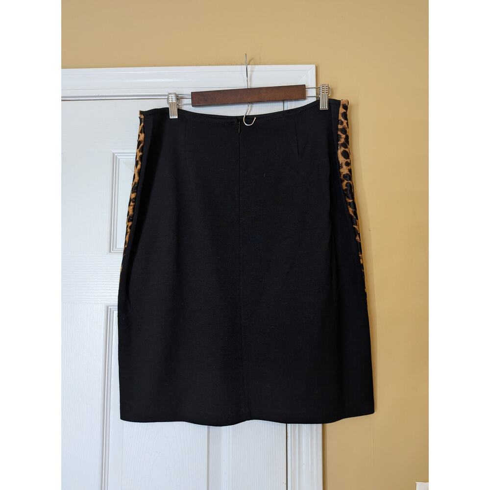 St. John Leopard Calf Hair Knit Skirt Set Size 12 Designer Matching Set Chic - Picture 6 of 13